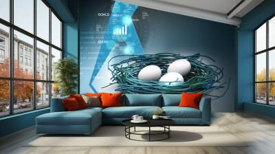 Eggs being protected in a nest. Wall mural