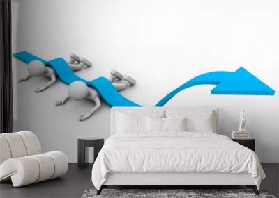 Man climb blue growth arrow Wall mural