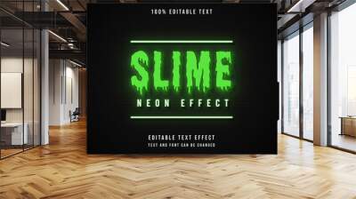 slime neon effect,3 dimensions editable text effect green gradation neon text style Wall mural