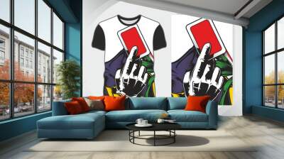 t shirt design hand holding card gambling,isolated,fully editable Wall mural