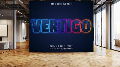 vertigo,3 dimensions editable text effect blue gradation neon color full text style Wall mural