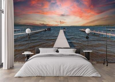 Sunset dock at the lake Wall mural