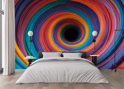 An abstract wormhole made from colorful plasticine, swirling with dynamic shapes and colors that challenge the perception of space and time, Generative AI Wall mural