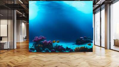 Artistic concept illustration of a underwater coral landscape, background 3d illustration. Wall mural