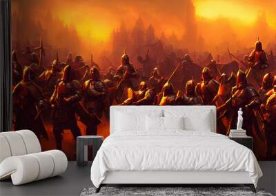 Artistic concept painting of a medieval army on the battlefield , background illustration. Wall mural