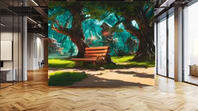 Artistic concept painting of a playground in the forest Wall mural