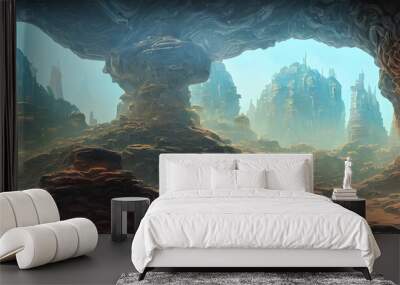 Artistic concept painting of an ancient temple, background illustration. Wall mural