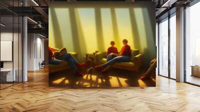 Artistic concept painting of therapy illustration, Psychological trauma. Psychologist working with depressed man at office Wall mural