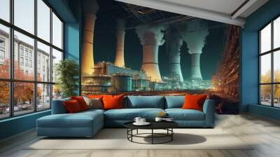 Radiation Rhapsody: Venturing into the controlled environments of nuclear power plants, where the symphony of radiation creates a harmony of energy and progress, Generative AI Wall mural