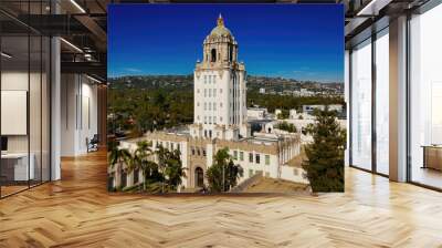 Beverly Hills City Hall Police Department and Civic Center from above - Los Angeles Drone footage - aerial photography Wall mural