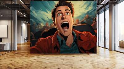 Cinema Audience Reactions - cinema themed illustration in comic style Wall mural