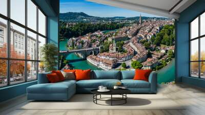 City of Bern in Switzerland from above - the capital city aerial view Wall mural