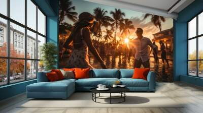 Dancing at a poolside party in a luxury hotel - stock photo concepts Wall mural