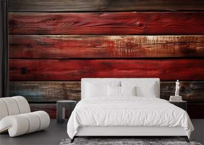 Red wooden plankets background stock photography Wall mural