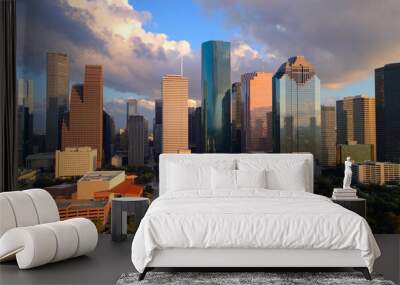 Skyline of Houston Texas at sunset - HOUSTON, TEXAS - OCTOBER 30, 2022 Wall mural