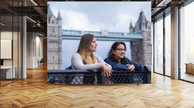 The Tower Bridge London with two girls on a sightseeing tour Wall mural