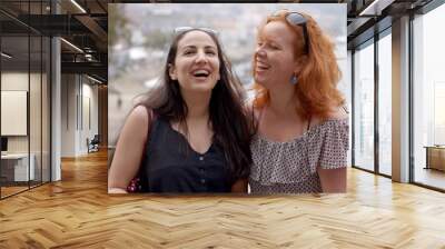 Two women on a sightseeing trip to Porto in Portugal - travel photography Wall mural