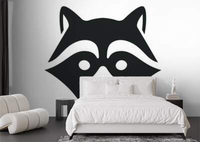 Black raccoon vector icon isolated on white background Wall mural