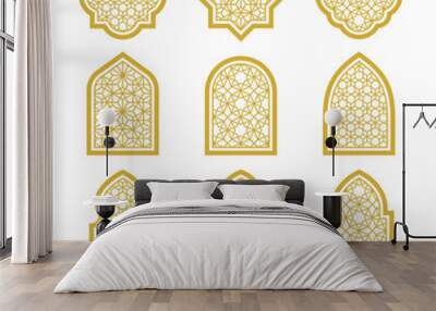 gold arabic ornamental windows set Wall mural