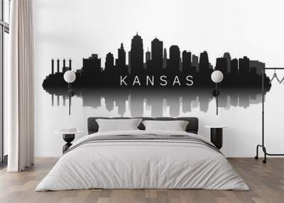 kansas skyline with city illustration silhouette with reflection Wall mural