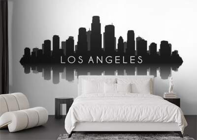 los angeles city skyline silhouette with reflection Wall mural