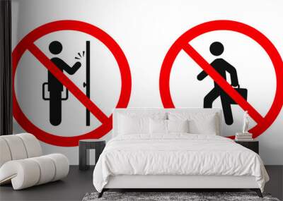 No soliciting sign. Vector red prohibitation signs Wall mural