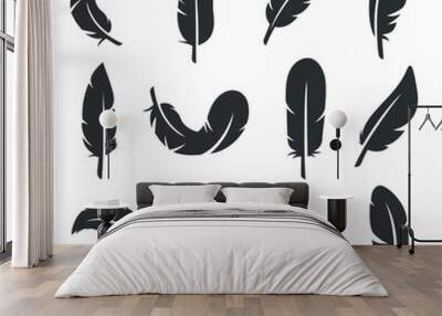 set of black feathers vector Wall mural