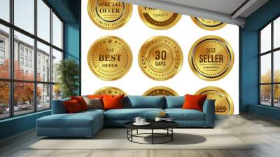 set of gold badges and labels Wall mural