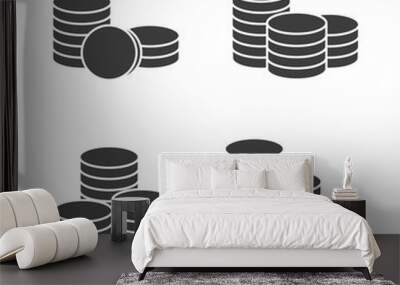 stacks of coins isolated on white background Wall mural