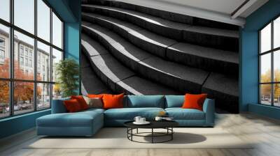 Abstract architecture design of cement stairway Wall mural