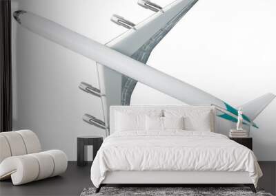 airplane isolated. Top flat view Wall mural