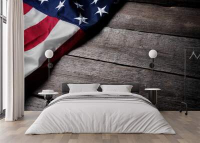 American flag on wooden background Wall mural