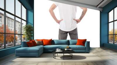 Back pose, full length shot of a young man looks ahead isolated Wall mural