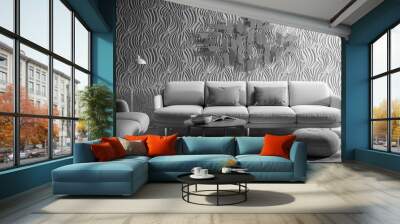 Moder Furnishing Presentation (B&W) - 3d visualization Wall mural