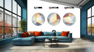 Planet in three positions. World background in origami style. Wall mural