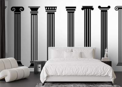 Ancient columns icon set. Vector icon Wall mural