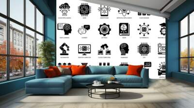 Artificial intelligence icons. Set of brain, robot, ai, head icon Wall mural