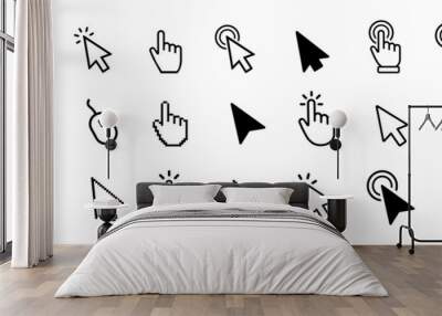 Computer mouse click cursor icon set. Cursor icon Wall mural