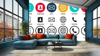 Contact information icons, vector for business card and website Wall mural