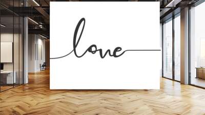 Continuous line drawing love text line Wall mural