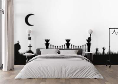 Halloween seamless panorama with halloween silhouette background Wall mural