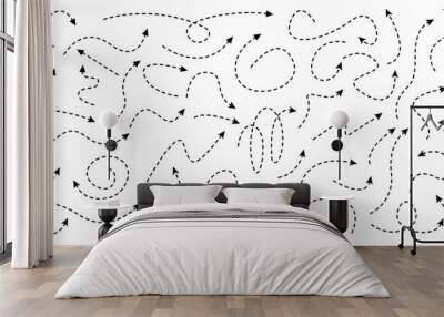 Hand drawn arrows set. Sketch curved. Doodle arrows Wall mural