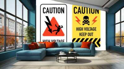 High voltage danger signs. Vector graphics set Wall mural