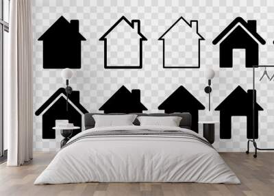 Home flat icon set vector illustration Wall mural