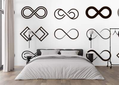 Infinity shape icon set endless vector illustration Wall mural