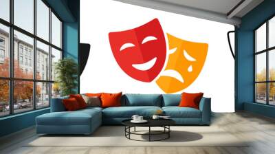 Masquerade vector icon on white background. Comic and tragic mask icon Wall mural