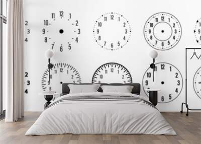 Mechanical clock face template set. Vector icon Wall mural