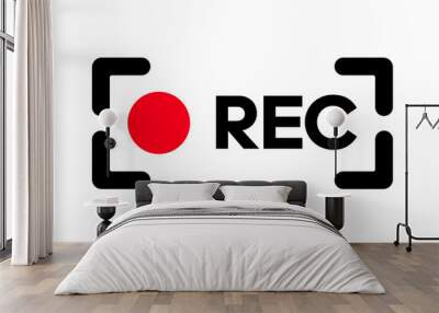 Rec button flat icon. Vector illustration Wall mural