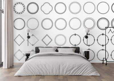 Round Chinese frame corners. Traditional Asian pattern. Wall mural