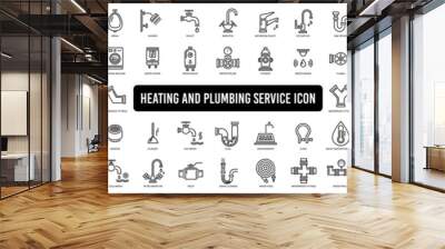 Set icons of plumbing and heating icon Wall mural